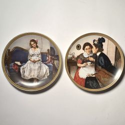 Norman Rockwell Waiting At The Dance & Gossiping In The Alcove Collector Plates 