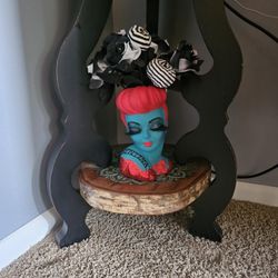 Beetlejuice Inspired Miss Argentina head vase glitter & tattoo