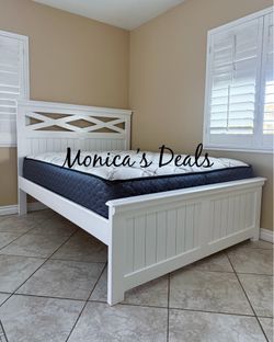 Queen Solid Wood Bed With Mattress $540
