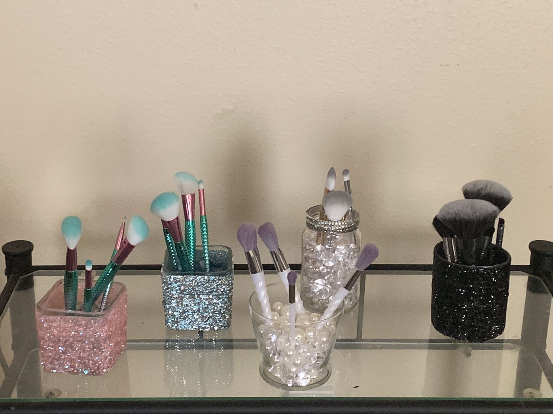 Make up brushes and containers