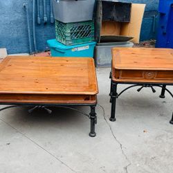 Pine Coffee Table And End Table Pair