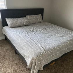 Like New! California King Casper Hybrid Mattress (12 in) + Modern Upholstered Bed Frame (Wayfair)