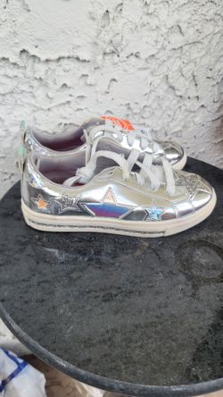 Wonder Nation silver glitter star girls shoes size 1 new with tags