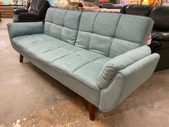 COASTER Light Blue Caufield Biscuit Tufted Sleeper Sofa