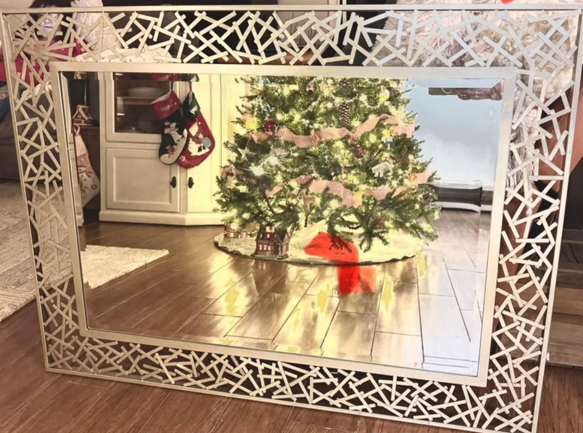 Modern metal framed mirror 