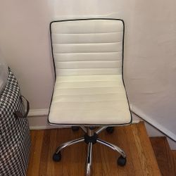 Desk Modern Office Chair, PU Leather, White