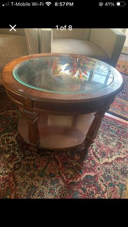 Wood and glass side table