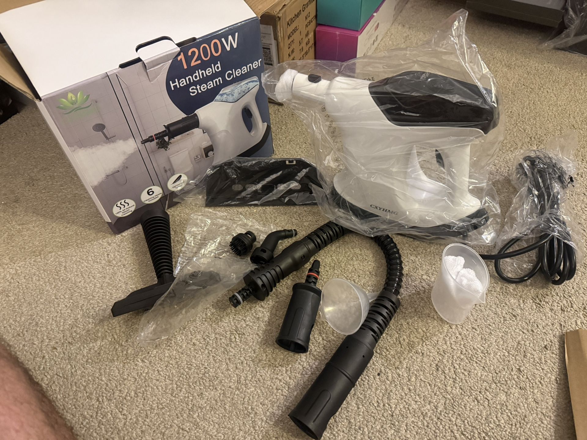 Handheld Steam Cleaner, 10S Immediate Heat Hand Held Steam Cleaner for Home, with Visualized Large Water Tank & 9 PCS Accessories & Safety Lock, for W