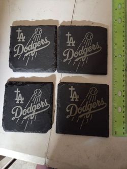 LA Dodgers Engraved Slate Coasters Set of 4