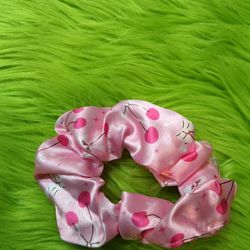 Cherry print satin  scrunchies