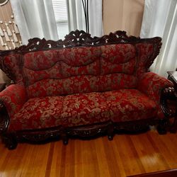 Elegant Victorian-Style Living Room Set – Sofa, Loveseat, and Armchair 