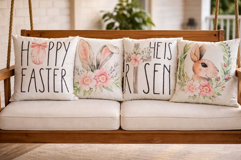 Set of 4 Easter/Spring Throw Pillows (Free Gift w/ Purchase! Image is included with listing photos.)