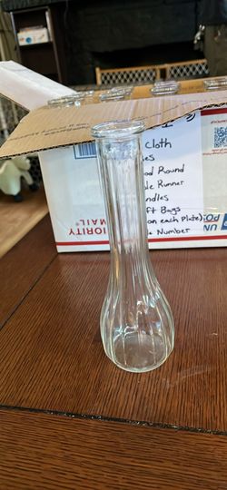 Set of 12 Ribbed Glass Bud Vases