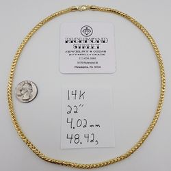 14k gold 22" franco link chain