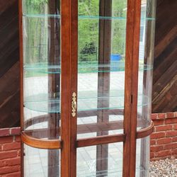 
Lighted Corner Curio Cabinet – Glass Shelves & Mirror Back