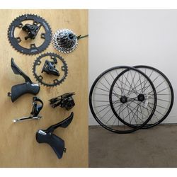 Shimano 105 Groupset (no crankset), Brakes, and Wheels 