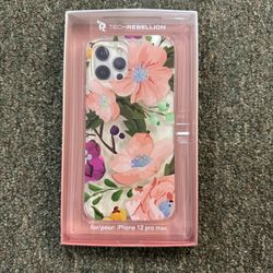 iPhone 12 Pro Max Pink Floral Clear Case