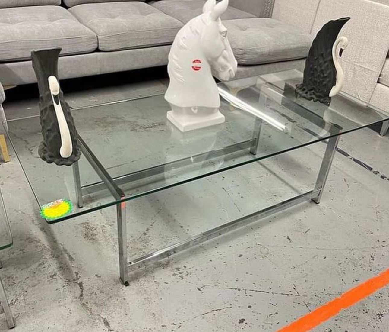 Mild Baugmann Style MCM Glass Coffee And End Table For Sale