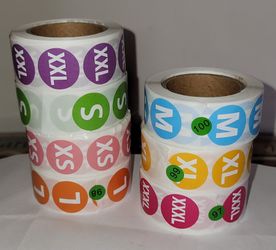 Assorted Clothing Size Stickers (Partial Rolls)