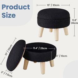 Brand New Round Storage Ottoman w/ Hidden Storage – White