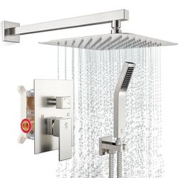 SR SUN RISE Square shower faucet set for bath, rain shower head with wall mounted hand sprinkler, shower accessories ll 
