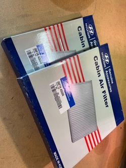 New (old stock) OEM Hyundai cabin air filters for 11-16 Azera, 13-18 Santa Fe & Santa Fe sport, 19 Santa Fe XL, 09-14 sonatas, 11-15 hybrid sonata.