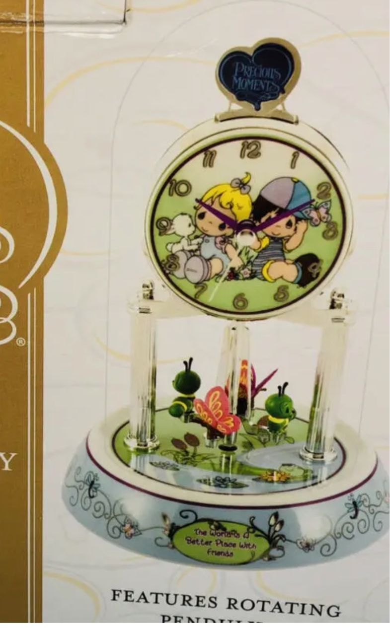 Precious Moments Anniversary Clock New Movement Butterfly Dome 