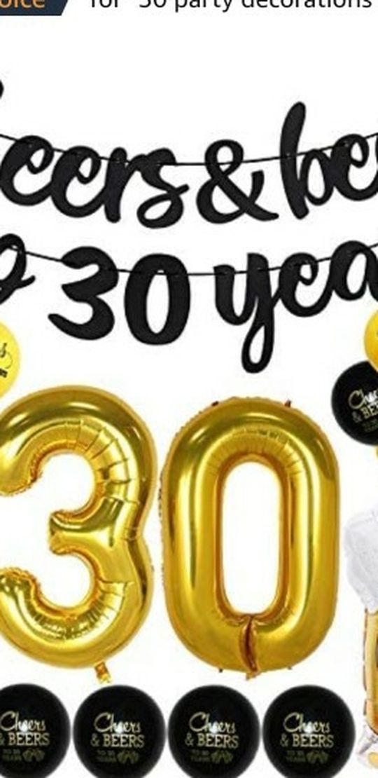30th Birthday Decorations And Cake Topper