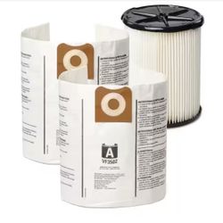Genuine Wet Dry Vac Filter Kit with General Debris Filter, 2-Dust Bags for Select 12-16 Gal. RIDGID Wet Dry Vacs VF4500=Rid-335