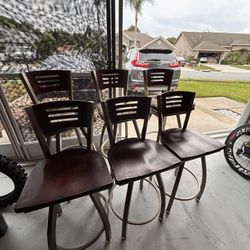 Set Of 6 Swivel Chairs (3 Taller And 3 Shorter) 