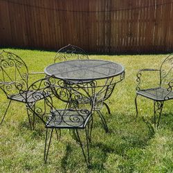 Antique Vintage Wrought Iron Patio Set 