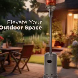 Amazon Basics 46,000 BTU Portable Outdoor Propane Patio Heater with Wheels, Commercial & Residential, Easy to Use, with Water Tank, Havana Bronze, 32.