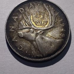 Canada 1945 25Cents Caribou Georgivs VI 293320 combine shipping