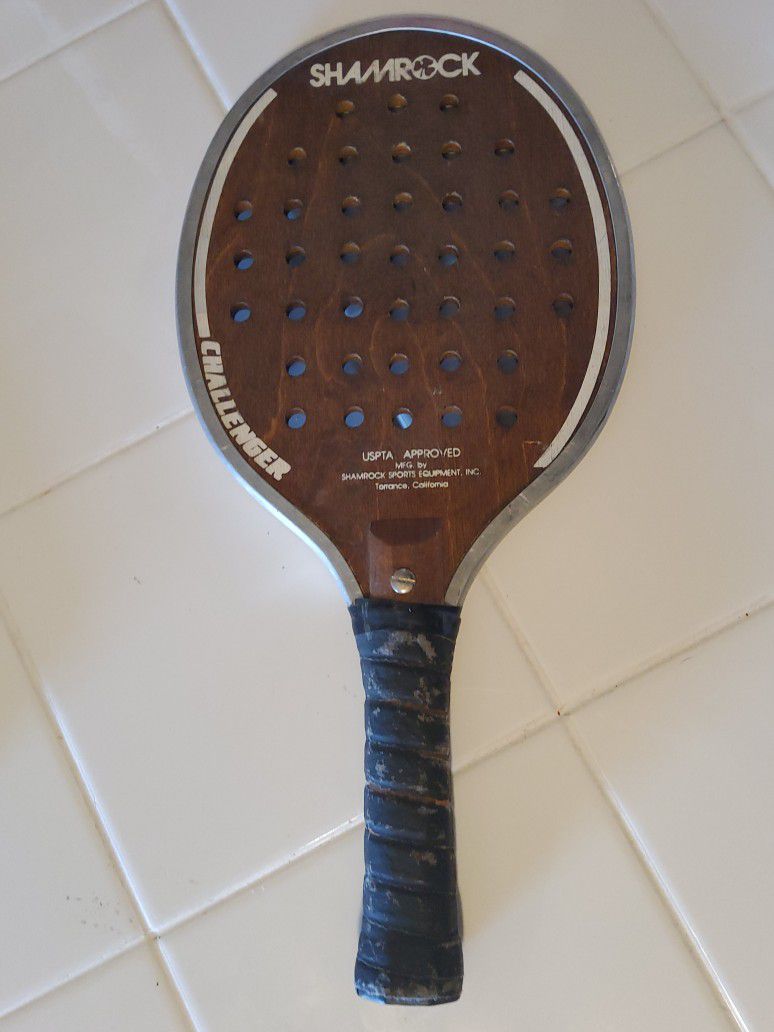 Shamrock Challenger Vintage Wooden Platform Tennis Paddle USPTA & APTL Approved