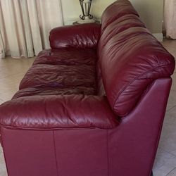 Red Leather Couch For Sale 