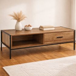 Rusted Wooden Coffee Table With Storage Drawer