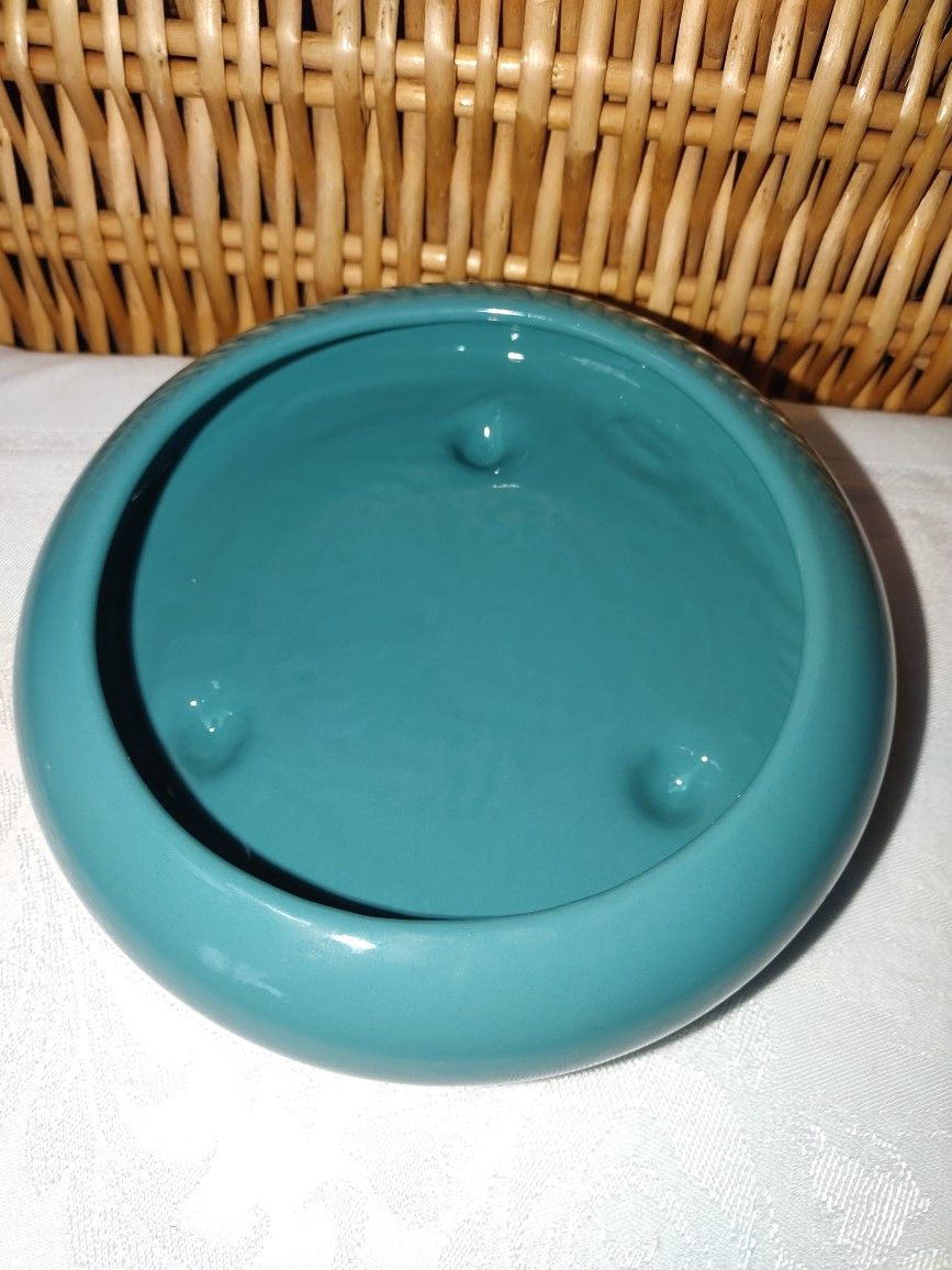 BLUE CERAMIC ROUND PLANTER