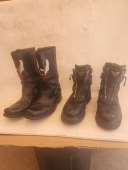 1 Harleyboot and 1 zipp up Harley short boot, Both are size12
