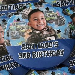 3” birthday buttons 