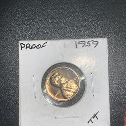 1959 Proof Penny And Penny Roll With Wheat Pennys, Shields, Memorials Q