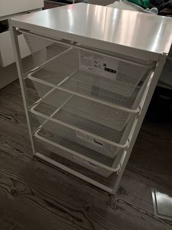 IKEA White Metal Storage Unit with Mesh Drawers