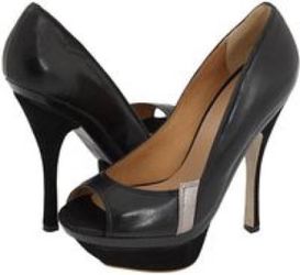 L.A.M.B. Black Pewter Gale Peep Toe Platform Pumps Size 7.5