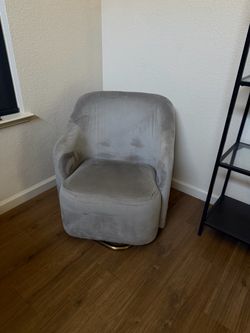 Gray Velvet Swivel Accent Chair