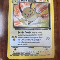 Pokemon Dark Raichu 83/82 Team Rocket Secret Rare Holo Rare Unlimited MP ⚡️
