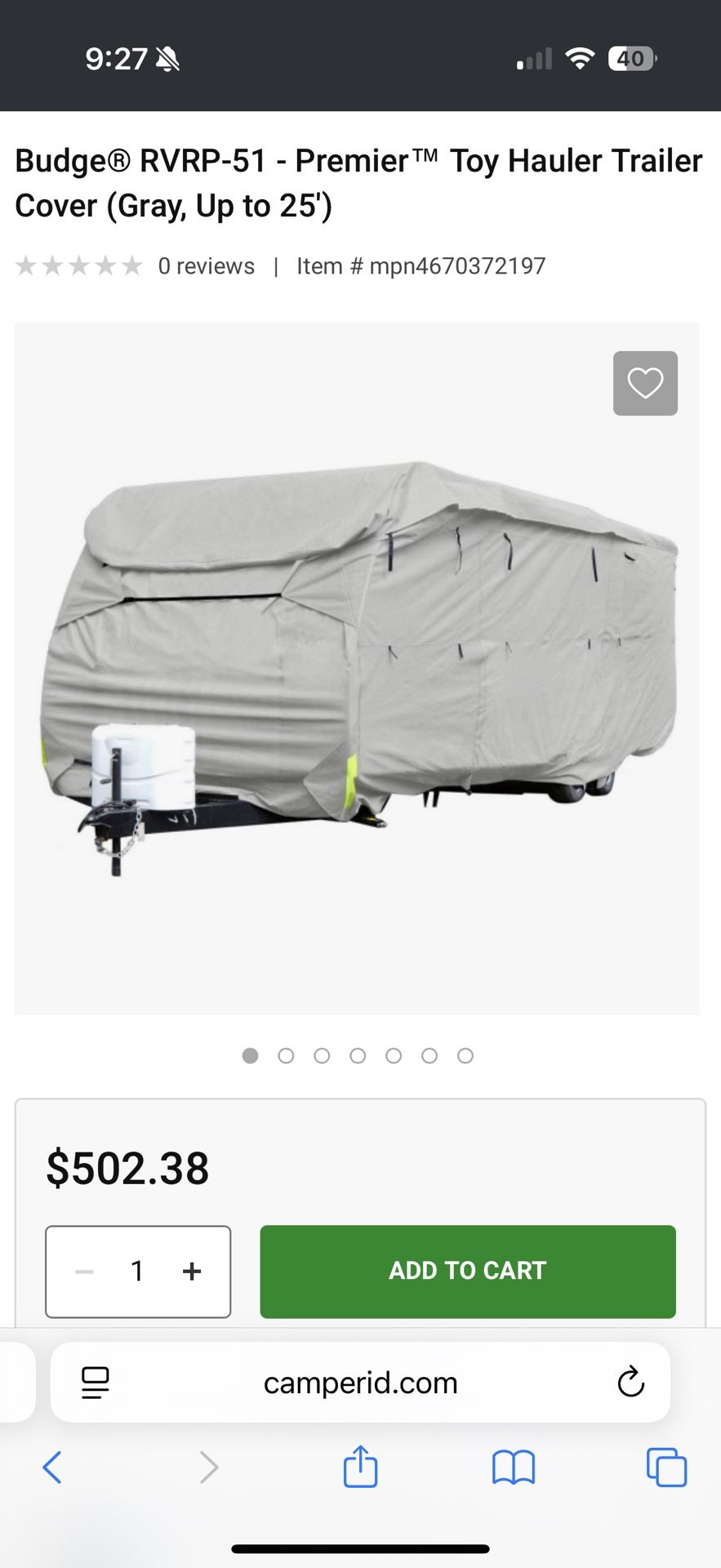 Budge RVRP-51 Premier Toy Hauler Travel Trailer Cover Gray Up to 25' NEW