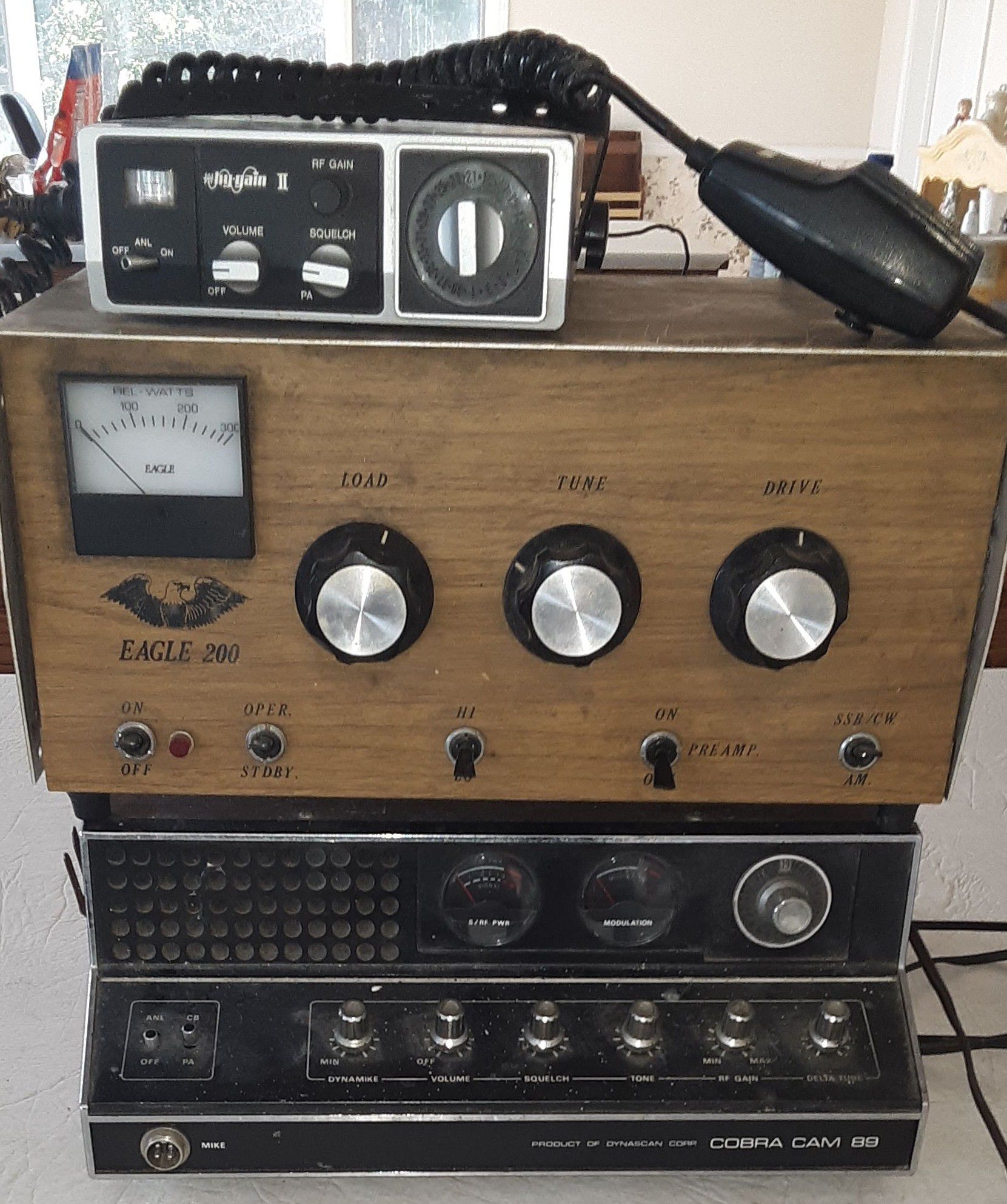 Vintage CB Station: Amplifier, Base Station, 3 CB's, 3 mics, 2 antennas , and cable