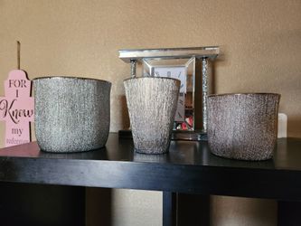 3 Silver Shiny Decor Pots Planters Vase $30 Take All 3 Of Them Obo