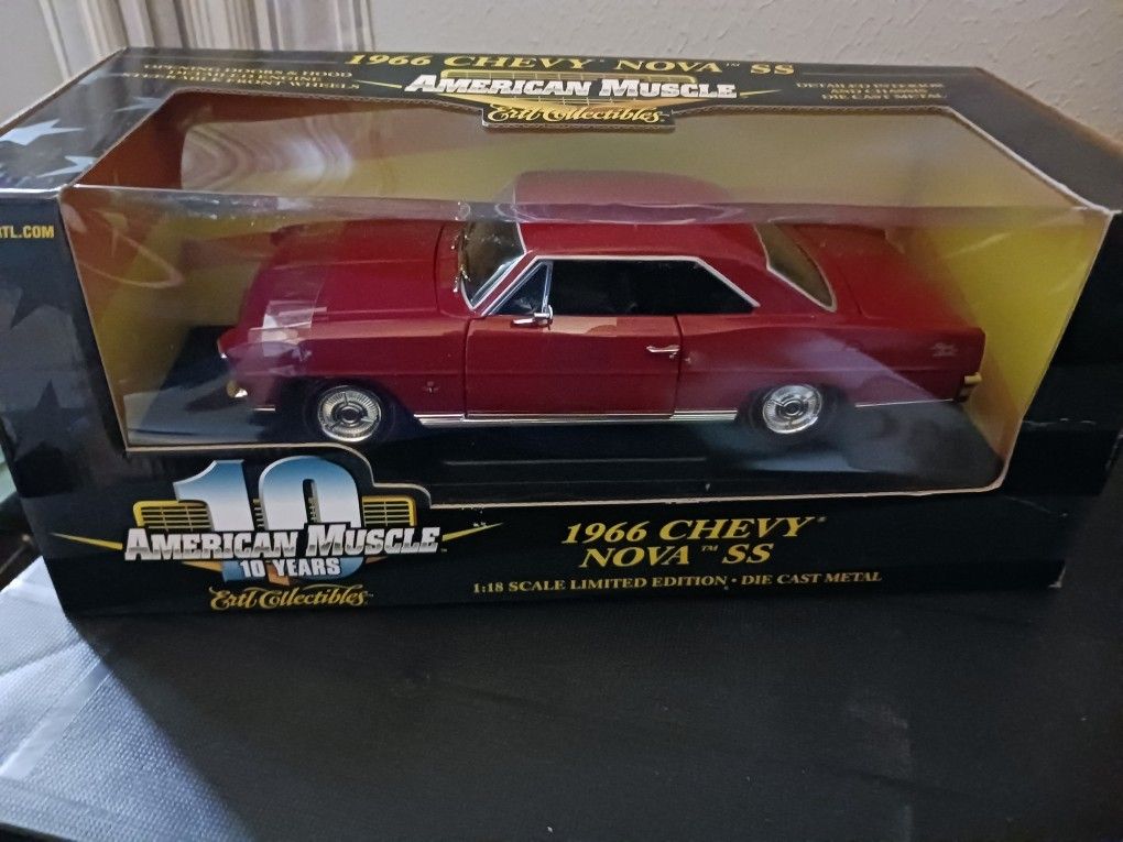 ミニカー AMERICAN MUSCLE 1966 CHEVY NOVA SS 1/18 1966 Pro Stock Chevrolet Nova - Black/Orange 1:18 Diecast