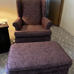 Purple chair with ottoman 