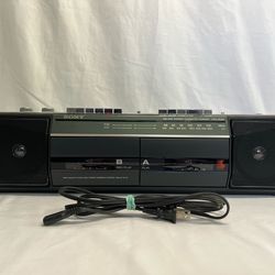 Sony CFS-W301 FM/AM Stereo Dual Cassette-Corder Black Boombox CLEAN TESTED WORKS